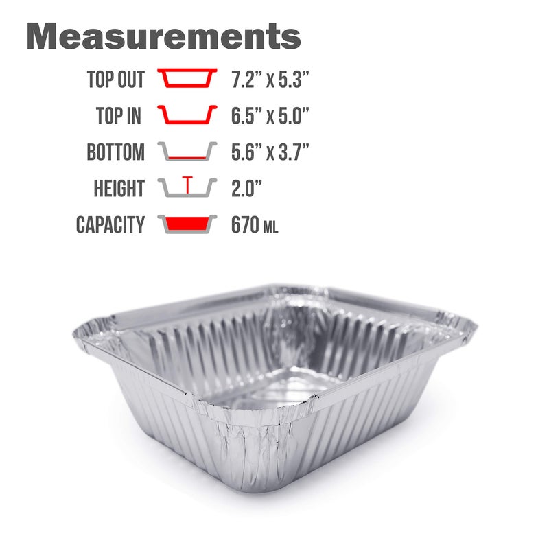 Fig & Leaf (120 Pack) Premium 1.5-LB Takeout Pans with Lids l Medium 7" x 5" x 2" l Heavy Duty Disposable Aluminum Foil for Catering Party Meal Prep Freezer Drip Pans BBQ Potluck Holidays - Image 4